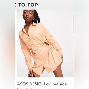 Asos design shirt dress with cut out sides size 4